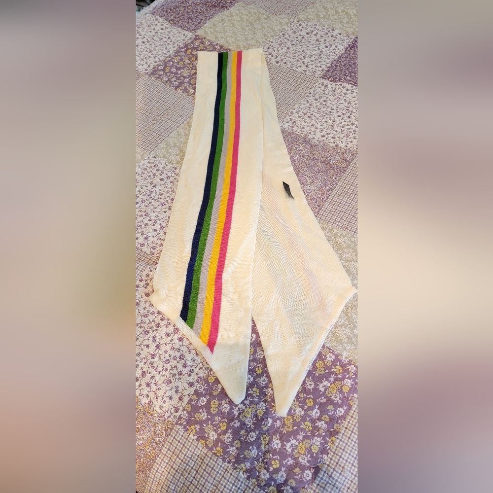 CHUNS White with multi color stripe Scarf NWOT approx.  62" long 6.75" wide.